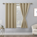 Hiasan Blackout Curtains For Bedroom, 52 X 54 Inches Long - Thermal Insulated & Light Blocking Window Curtains For Living Room, 2 Drape Panels Sewn With Tiebacks, Taupe