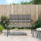 vidaXL 2-Seater Patio Bench in Gray- Robust Frame, Poly Rattan Material, Weather Resistant, Comfortable Seating with Armrests and Backrest, Great for Garden and Terrace