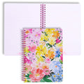 Steel Mill & Co Cute Floral Mini Spiral Notebook, 8.25' X 6.25' Journal With Durable Hardcover And 160 Lined Pages, Summer Gar