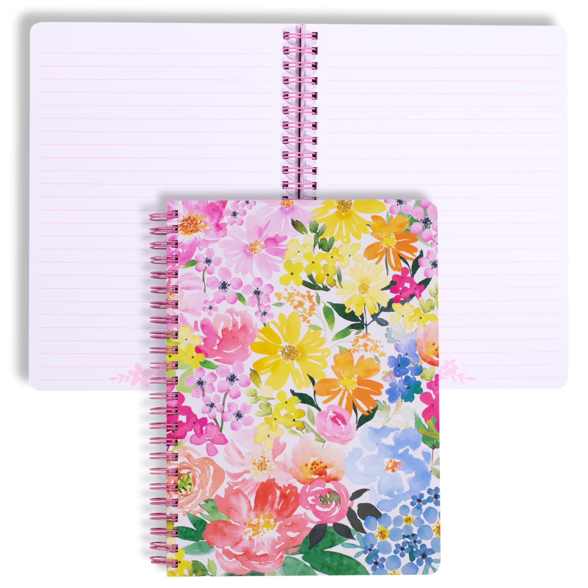 Steel Mill & Co Cute Floral Mini Spiral Notebook, 8.25' X 6.25' Journal With Durable Hardcover And 160 Lined Pages, Summer Gar