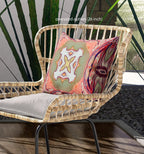 HomeRoots Peach Magenta Green Broadcloth 28â€ Magenta Green Geo Tribal Indoor Outdoor Throw Pillow