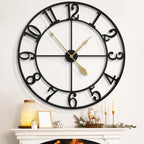 Leike Extra Large Wall Clocks,Silent Little Ticking,Battery Operated Vintage Round Modern Metal Wall Clock For Living Room, Bedr