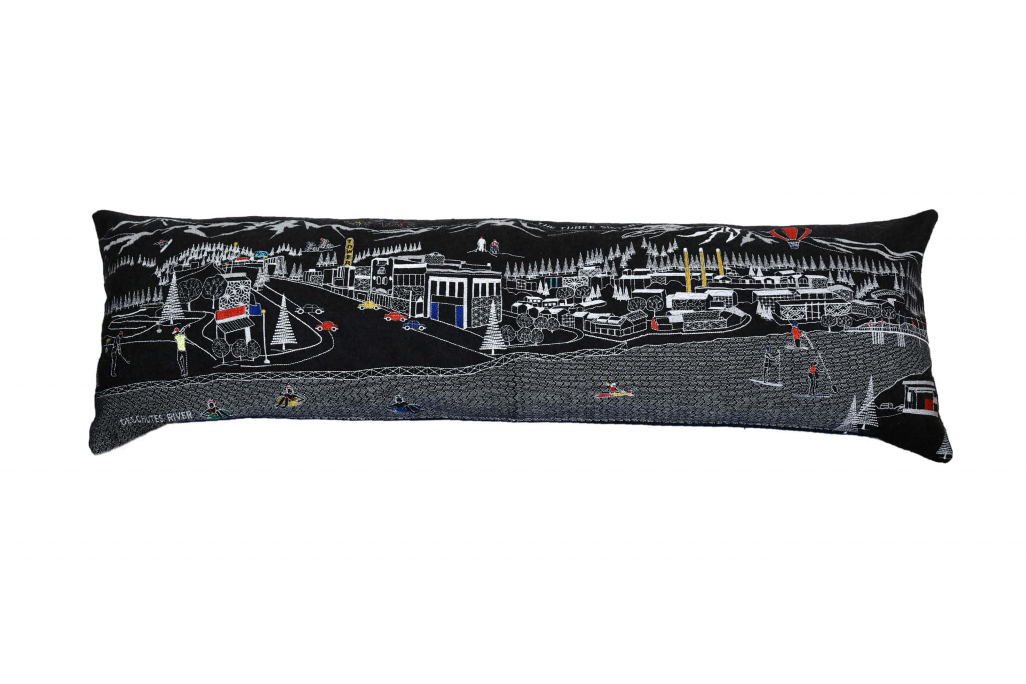HomeRoots Grey 45' Black Bend Nighttime Skyline Lumbar Decorative Pillow
