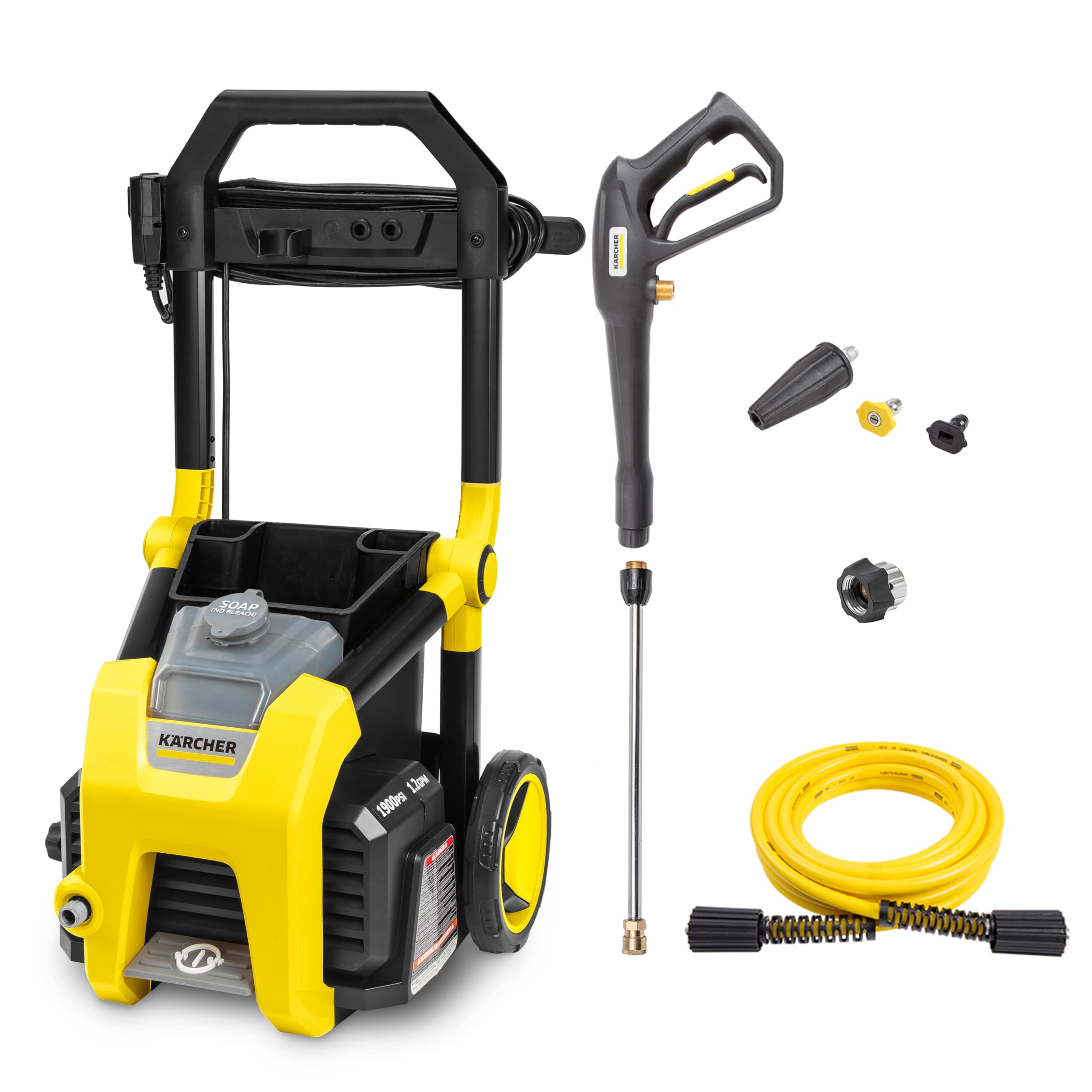 Krcher K1900Ps Max 1900 Ceta-Certified Psi Electric Pressure Washer With 3 Spray Nozzles - Great For Cleaning Cars, Siding, Driv