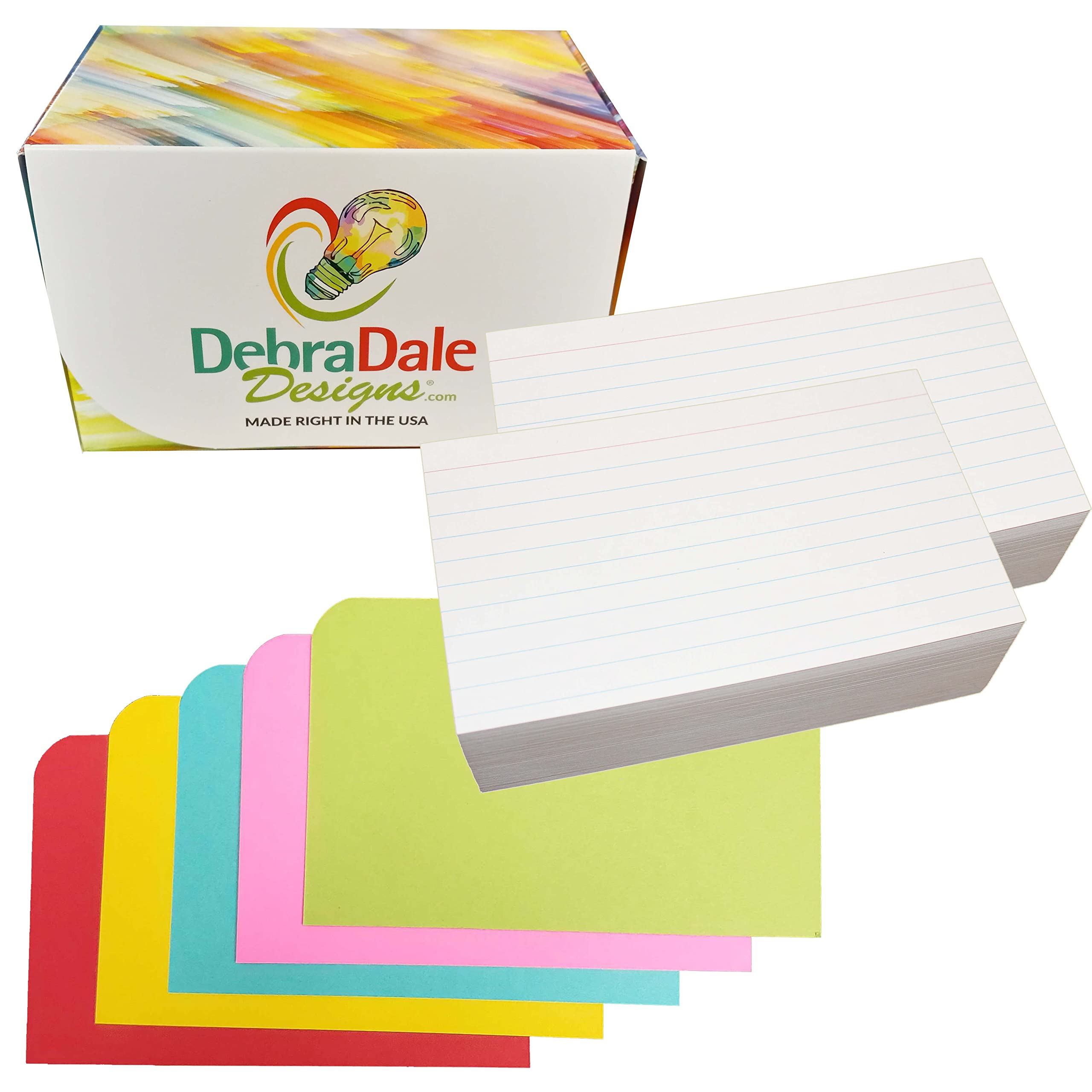 Debra Dale Designs - 3 X 5 Ruled Index Cards - White - 200 Cards With Dividers - Filing Storage Box - Super Thick Extra Heavy 20