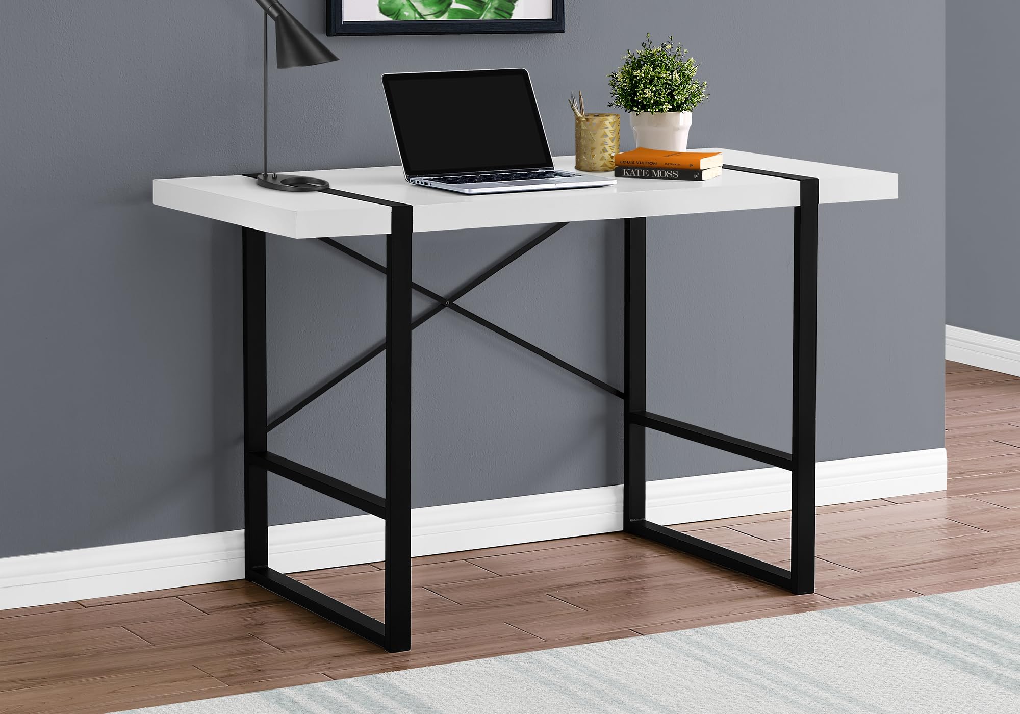 Monarch Specialties Laptop Table for Home & Office-Study Computer Desk-Modern Style-Metal Legs, 48' L, White