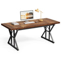 LITTLE TREE 70.8-Inch Office Desk, Wooden Executive Office Desk, Modern Work Desk, Large Farmhouse Writing Table Computer Desk f