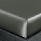 Homiest Dark Grey Satin Fitted Sheet Full Size Fitted Bed Sheet, Deep Pocket Fitted Sheet Only, Luxury & Ultra Soft Bedding Fitted Sheet Single Bottom Bed Sheets Sold Separately