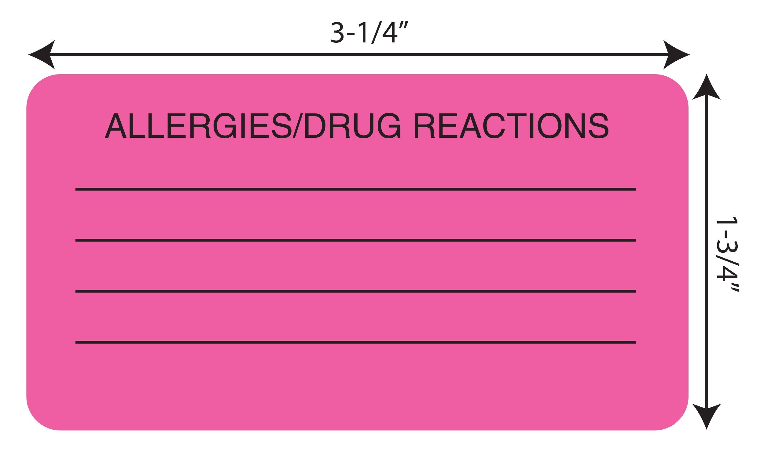 Tabbies Tab01730, Allery/Drug Reactions Alert Labels, 250 / Roll, Pink