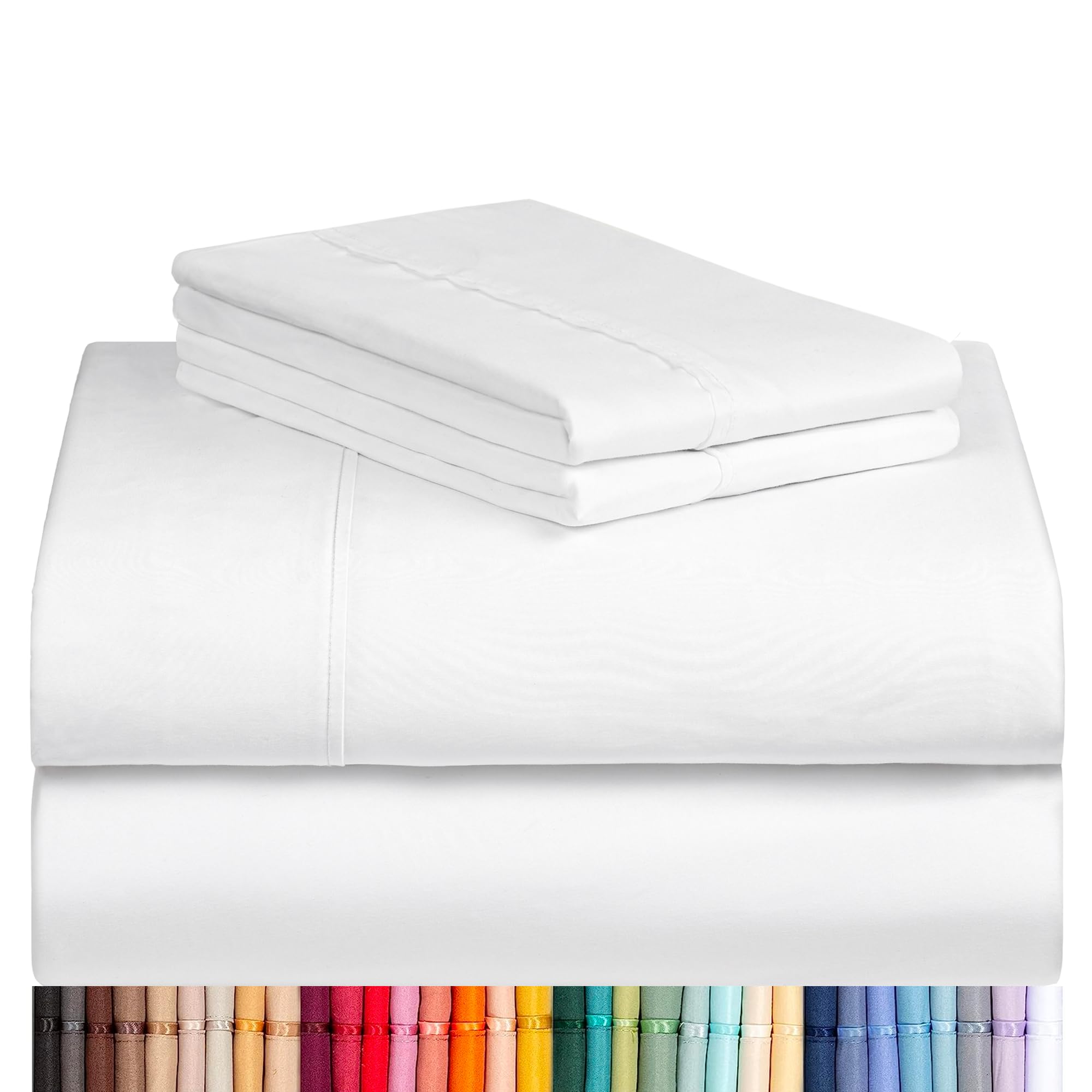 LuxClub 4 PC Sheet Bed Sheets Deep Pockets 18'' Eco Friendly Wrinkle Free-Kids-Fitted Sheets Machine Washable Hotel Bedding Silk