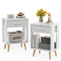 Gyiiyuo Nightstands Set Of 2 With Fabric Storage Drawer And Open Wood Shelf, Side Table With Storage For Bedroom, Night Stand Wi