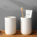 BSDISP Toothbrush Holders - 2 Cup Ceramic Toothbrush Toothpaste Holders Set, Beige Bathroom Tumbler Cups Reusable Toothbrush Mou