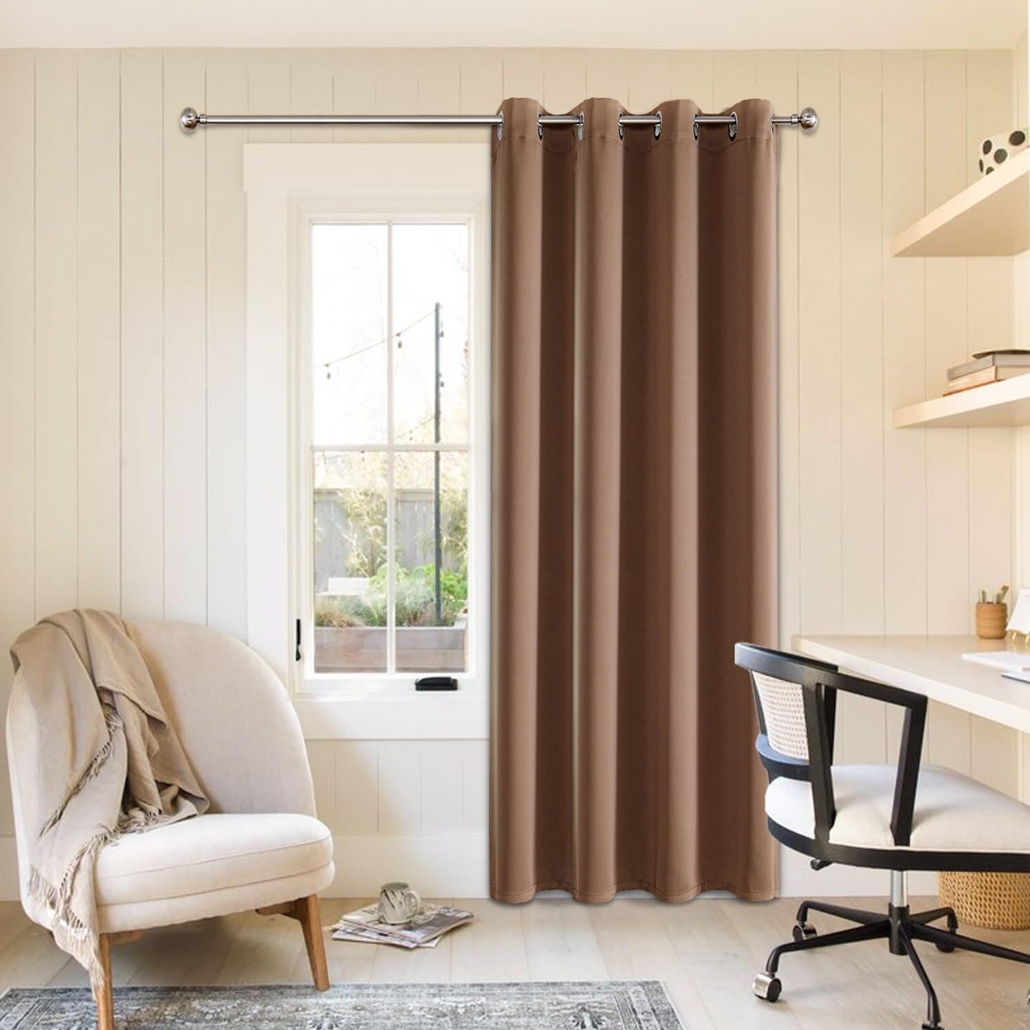 Chrisdowa Grommet Blackout Curtains For Bedroom - Thermal Insulated Room Darkening Curtains For Living Room (1 Panel Set, Cappuc