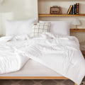Litanika White Comforter Set Queen Size, 3 Pieces Lightweight Solid Bedding Comforter Set, All Season Fluffy Bed Set (90X90In Co