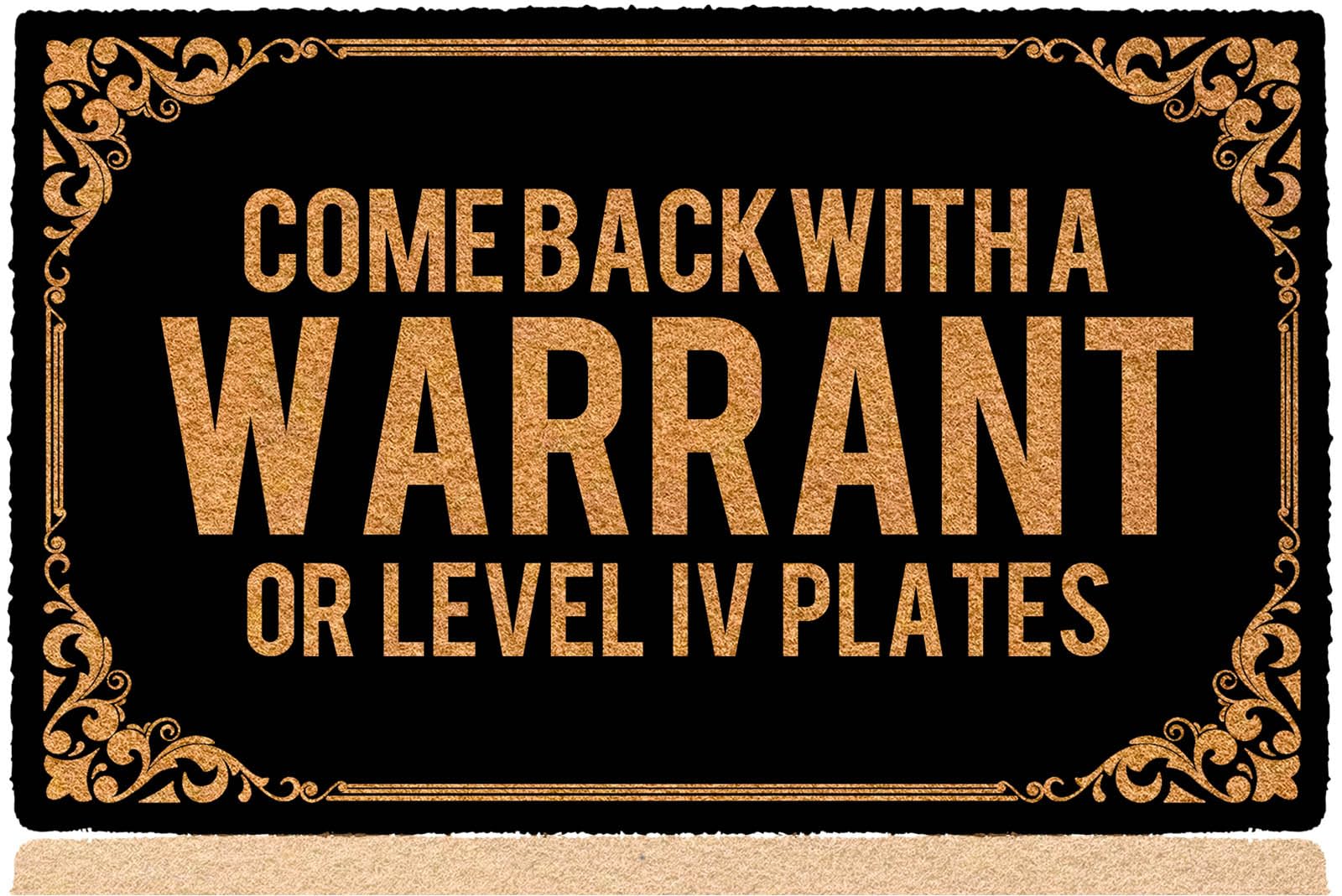 Bouulm Come Back With A Warrant Or Level Iv Plates 30'X18' Halloween Doormat For Outdoor Entrance Home Indoor Christmas Floor