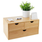 Charmewooden Bamboo Desk Organizer With 3 Drawers Makeup Storage Drawer 3 Drawers Tabletop Storage Organization Box Home Office
