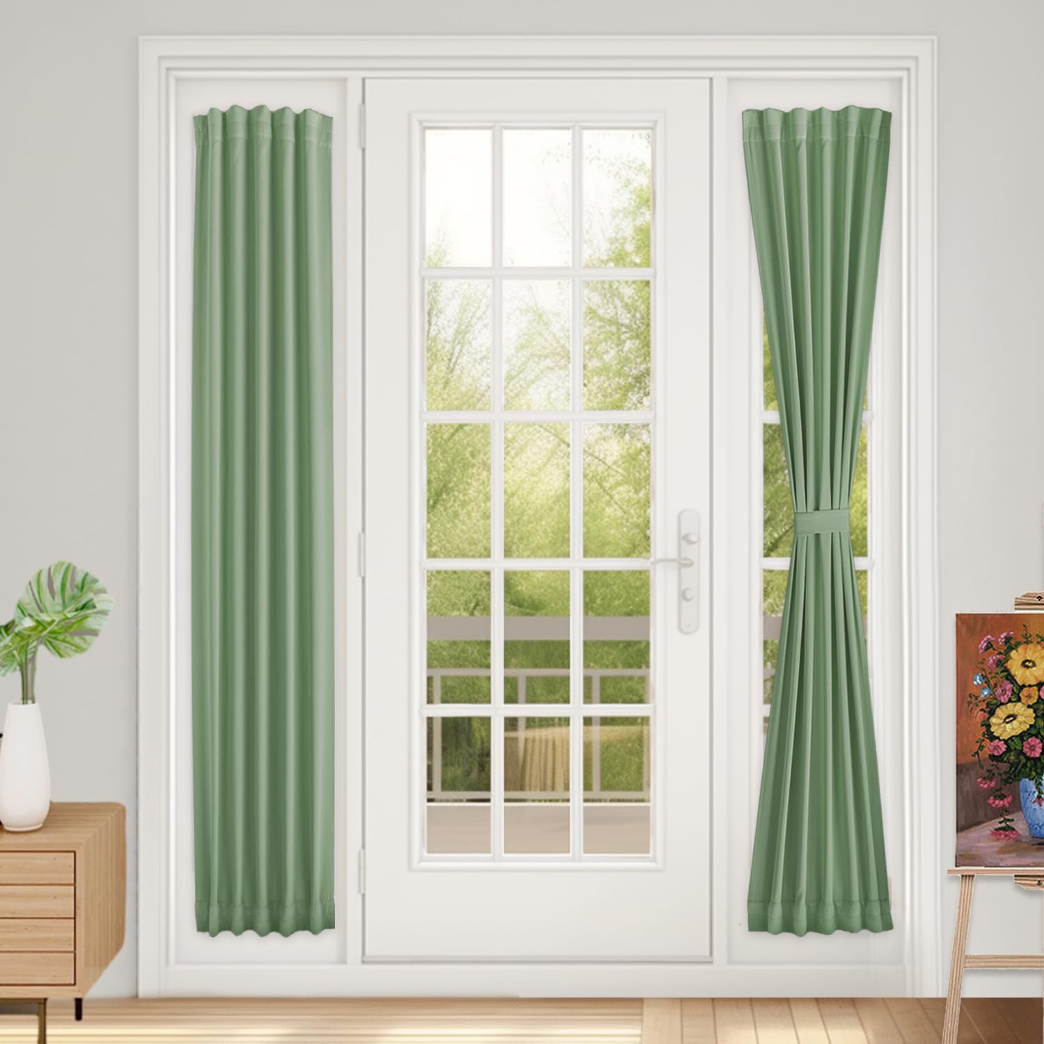 Vatge Sage Green Door Curtains For Door Window,Sidelight Front Door Curtains For Glass Window, 1 Panel, W12 X L72, Sage Green