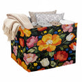 Wildflower Design Foldable Laundry Basket Hamper with Handles, 56L Large Capacity Toy Storage Organizer, Collapsible Clothes Ham