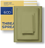 600 Thread Count Egyptian Quality 100% Cotton Sheets Set, Twin Xl Size Bedding Set In Sage Green
