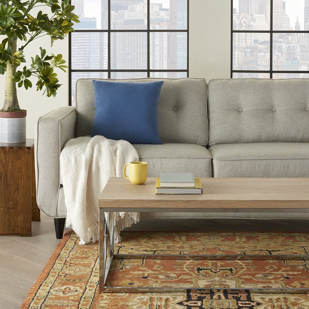 HomeRoots 100% Cotton Denim Blue Solid Woven Throw Pillow