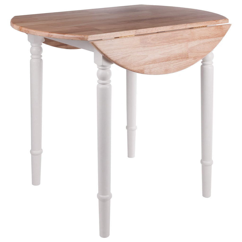 Ergode Wood Sorella Round Drop Leaf Table - Classic Farmhouse Style - Adjustable Size - Solid Wood - Easy Assembly