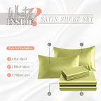 Elegant Comfort Luxurious 4-Piece Silky Satin Sheet Set, Skin And Hair Friendly, Wrinkle, Fade, Stain Resistant With Deep Pockets Fitted Sheet, Cooling Soft Satin Sheet Set, Full, Pistachio Green