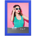 Icona Bay 5x7 Picture Frame, Blue Colored Solid Wood Scandinavian Style Frame for Photo, Pizzazz Collection
