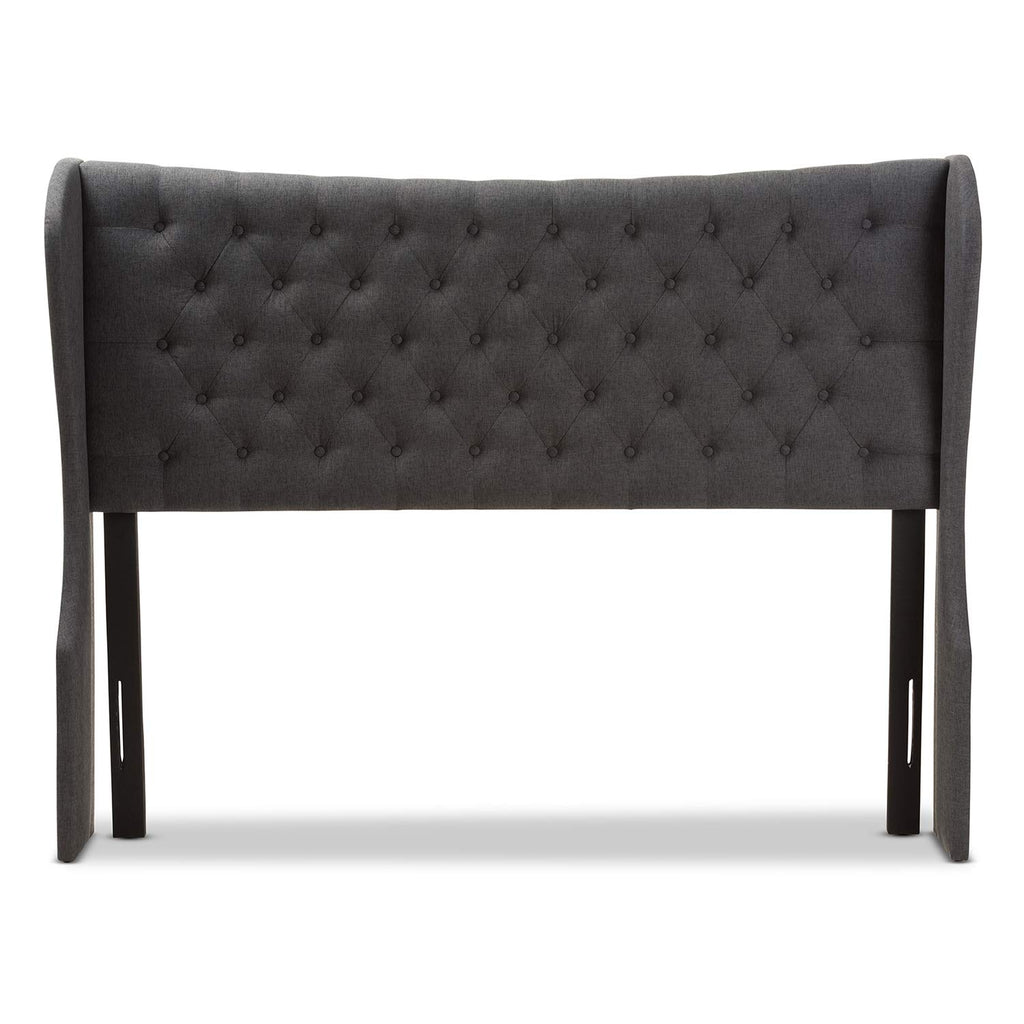 Baxton Studio Cadence King Winged Panel Headboard in Dark Gray