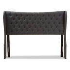 Baxton Studio Cadence King Winged Panel Headboard in Dark Gray