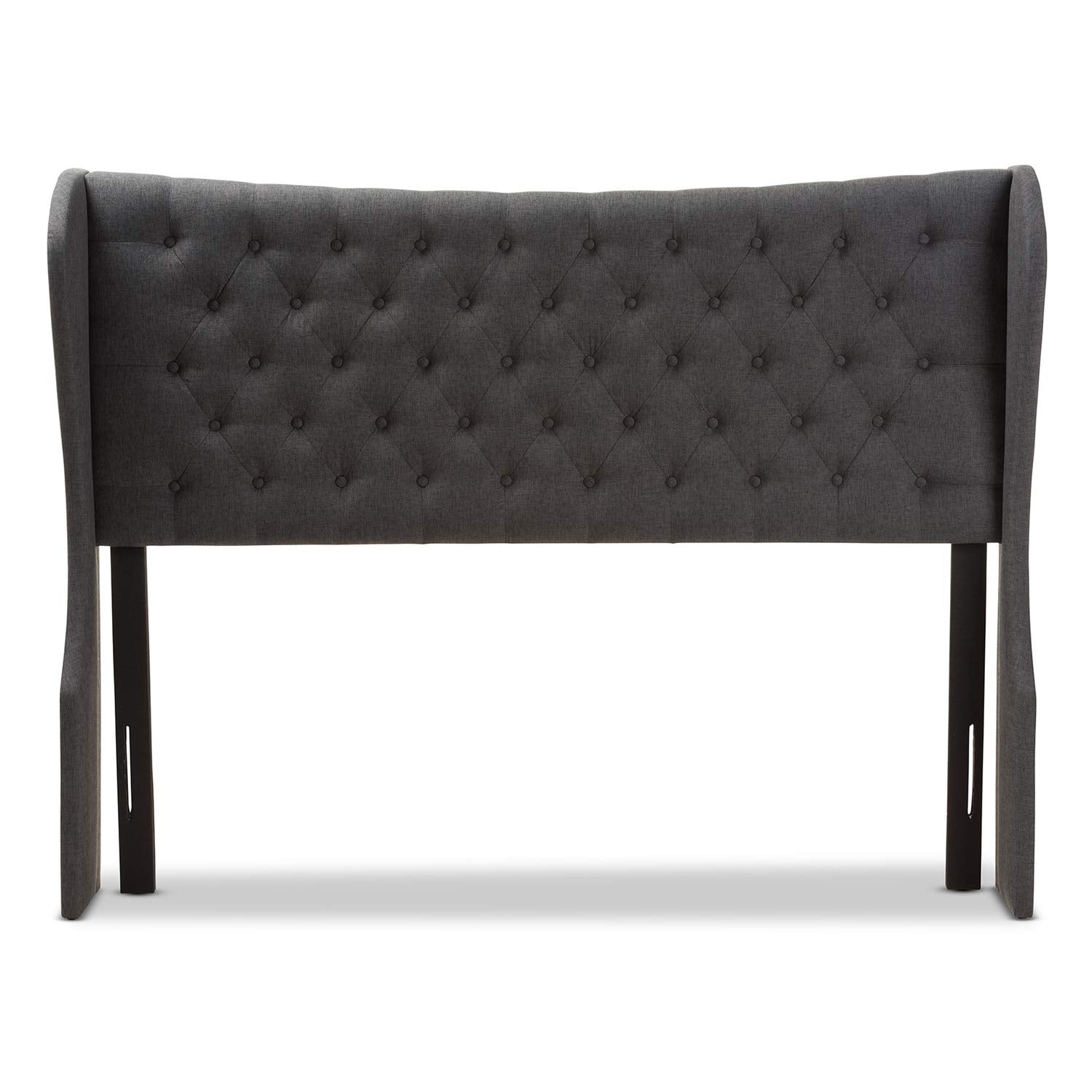 Baxton Studio Cadence King Winged Panel Headboard in Dark Gray