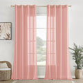 Homemonde Sheer Grommet Solid Curtains 5 Feet Window Cotton Drapes Set Of 2 For Living Room Decoration Pink 2 Piece