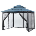 Mosquito Netting For Gazebo Canopy, Replacement Screen Walls Netting With Slip Rings, 4-Door Zipper, Easy To Install Black (Net