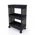 Wonju 3Tier Plastic Storage Trolley With Wheels | Slim Fruit & Vegetable Rack For Kitchen, Bathroom, Pantry & Office | Ventilat