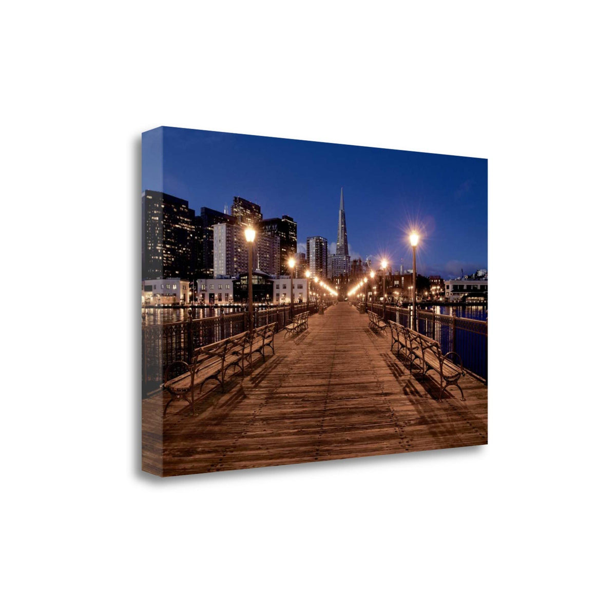 40' Modern Wood Pier by the City Gallery Wrap Canvas Wall Art