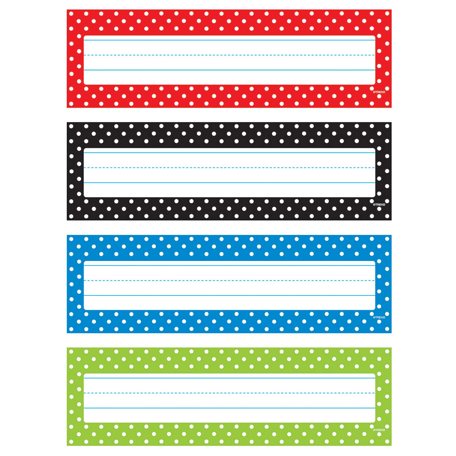 Trend Polka Dots Desk Toppers Name Plates Variety Pack, 2-7/8' X 9-1/2', 32 Count