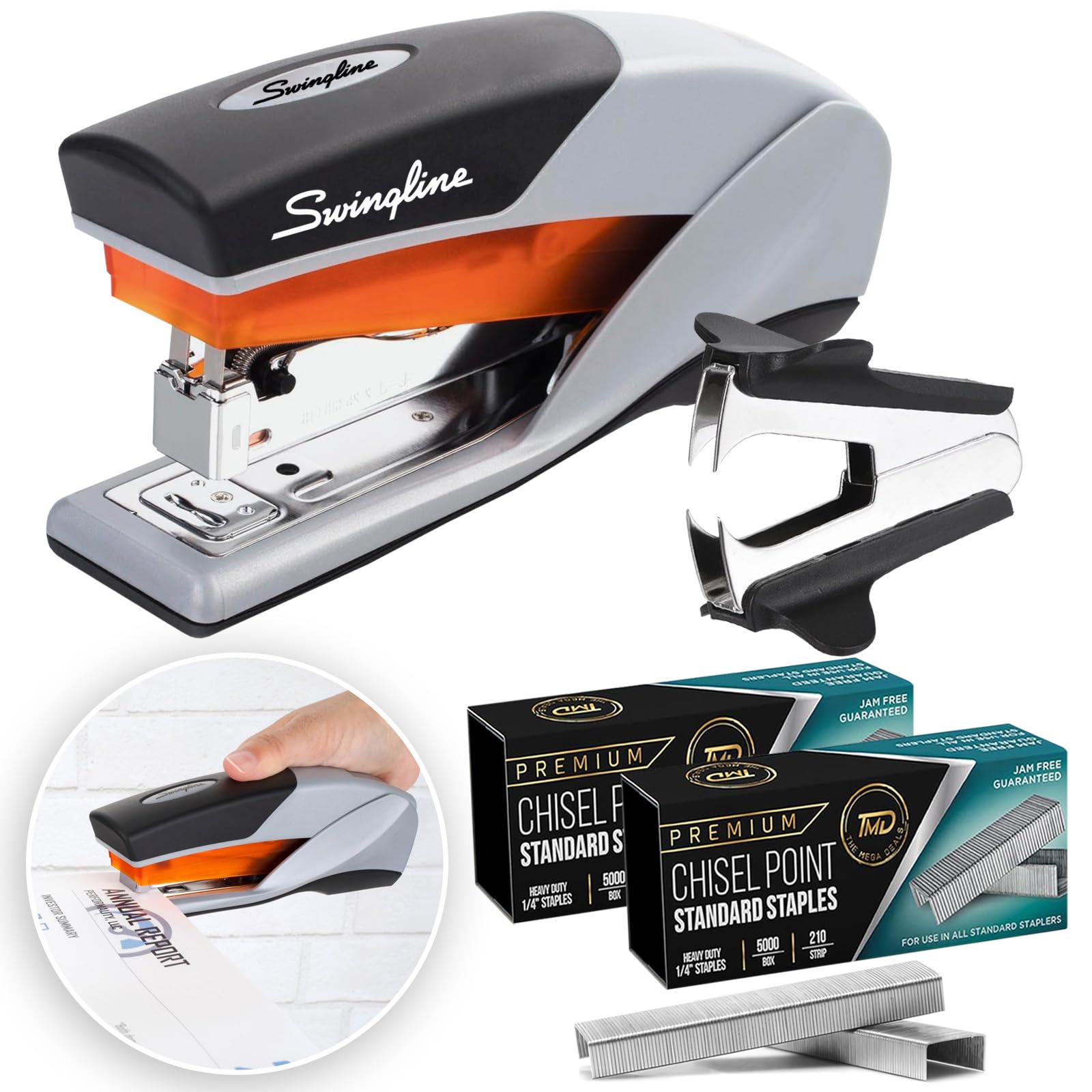 Staplers For Desk, Heavy Duty Stapler 25 Sheet Capacity, With 2 Pk Staples, Staple Remover - Optima 25, Jam Free, Reduced Effort