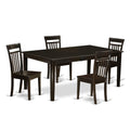 East West Furniture HECA5-CAP-W 5 Piece Dining Set Includes a Rectangle Dining Room Table with Pedestal and 4 Kitchen Chairs, 42x72 Inch, Cappuccino