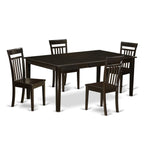 East West Furniture HECA5-CAP-W 5 Piece Dining Set Includes a Rectangle Dining Room Table with Pedestal and 4 Kitchen Chairs, 42x72 Inch, Cappuccino