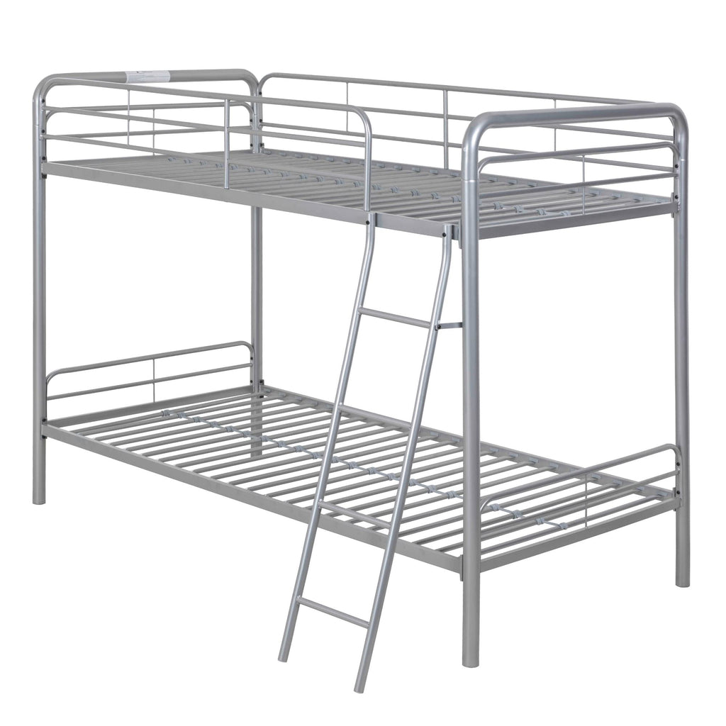 Better Home Products Twin Over Twin Metal Bunk Bed in Gray