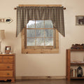 VHC Brands Rustic Khaki Tan Plaid Cotton Wyatt Kitchen Curtains Rod Pocket Swag Pair