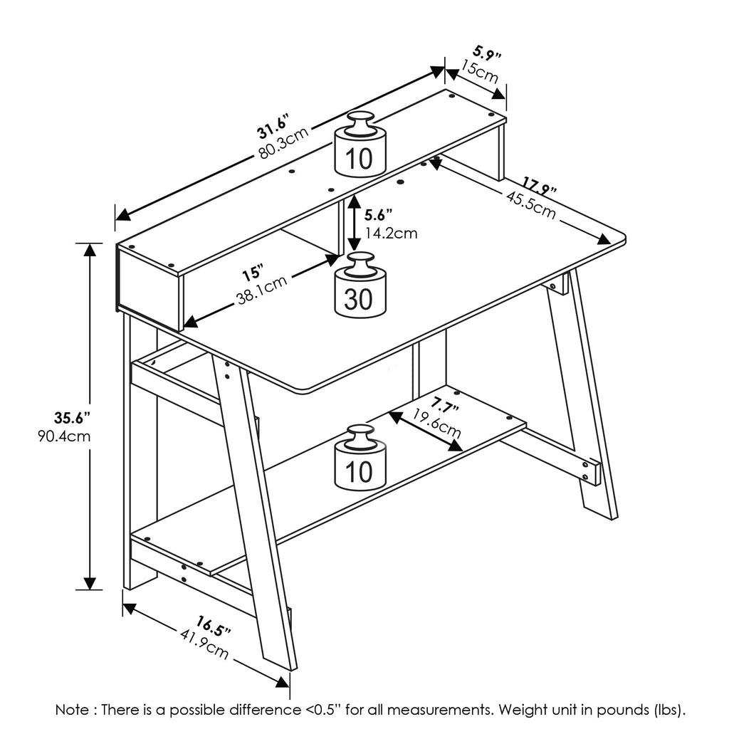 Furinno Simplistic A Frame Computer Desk, Amber Pine