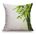 Tssohu Green Bamboo Farmhouse Pillow Cover Cotton Linen Decorative Square Throw Pillow Cover 18X18 Inch For Sofa Couch Decoratio