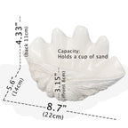 Huey House Small Clam Shell Sculptured Replica - 8.75Lx 5.6Wx 4.33H Handcrafted White Resin Seashell For Home Decoration Or Dish