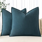 Miulee Linen Pillow Covers 24X24 Inch Blue ?Decorative Boho Farmhouse? ?Neutral Throw Pillows Pack Of 2 Soft Accent Couch Pillowcases Spring Modern Home Decor For Cushion Livingroom Bed