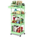 Easesky 4 Tier Rolling Utility Cart With Drawer, Utility Storage Organizer With Plastic Shelf & Lockable Wheels Multifunctional