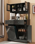 YOCONYO Tilt Out Trash Cabinet,Storage Cabinet,Two Solid Wood Hideaway Trash Holder Drawers,Wooden Freestanding Recycling Cabine