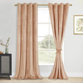 DWCN Blush Beige Velvet Curtains 84 inches Long - Room Darkening Tieable Grommet Curtains & Drapes Super Warm Soft Texture Drape