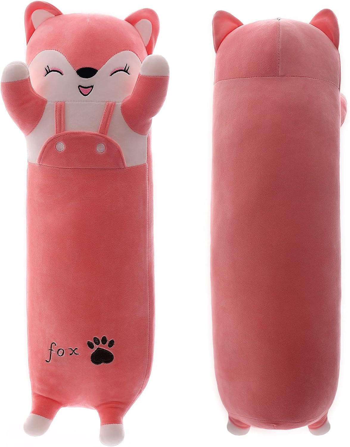 Yeqivo Long Fox Plush Pillow, Pink Fox Soft Plush Toy Cute Long Fox Stuffed Animal, Long Stuffed Animal Plush Pillow for Kids(Fo
