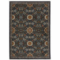 HomeRoots 507972 6 x 9 ft. Blue Red Ivory & Gold Oriental Power Loom Stain Resistant Rectangle Area Rug with Fringe