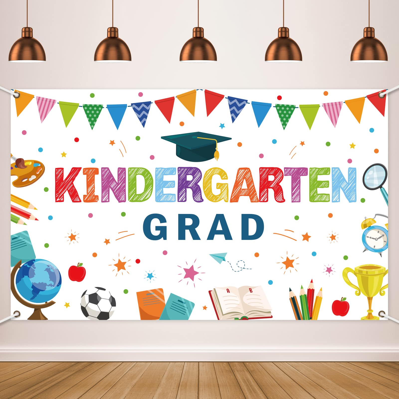 Kindergarten Graduation Party Decorations Backdrop Preschool Graduate Banner for Kids Pre-K Congrats Grad Background Class of 20